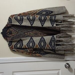 Shawl type open cardigan Native American/Aztec Theme Size Small